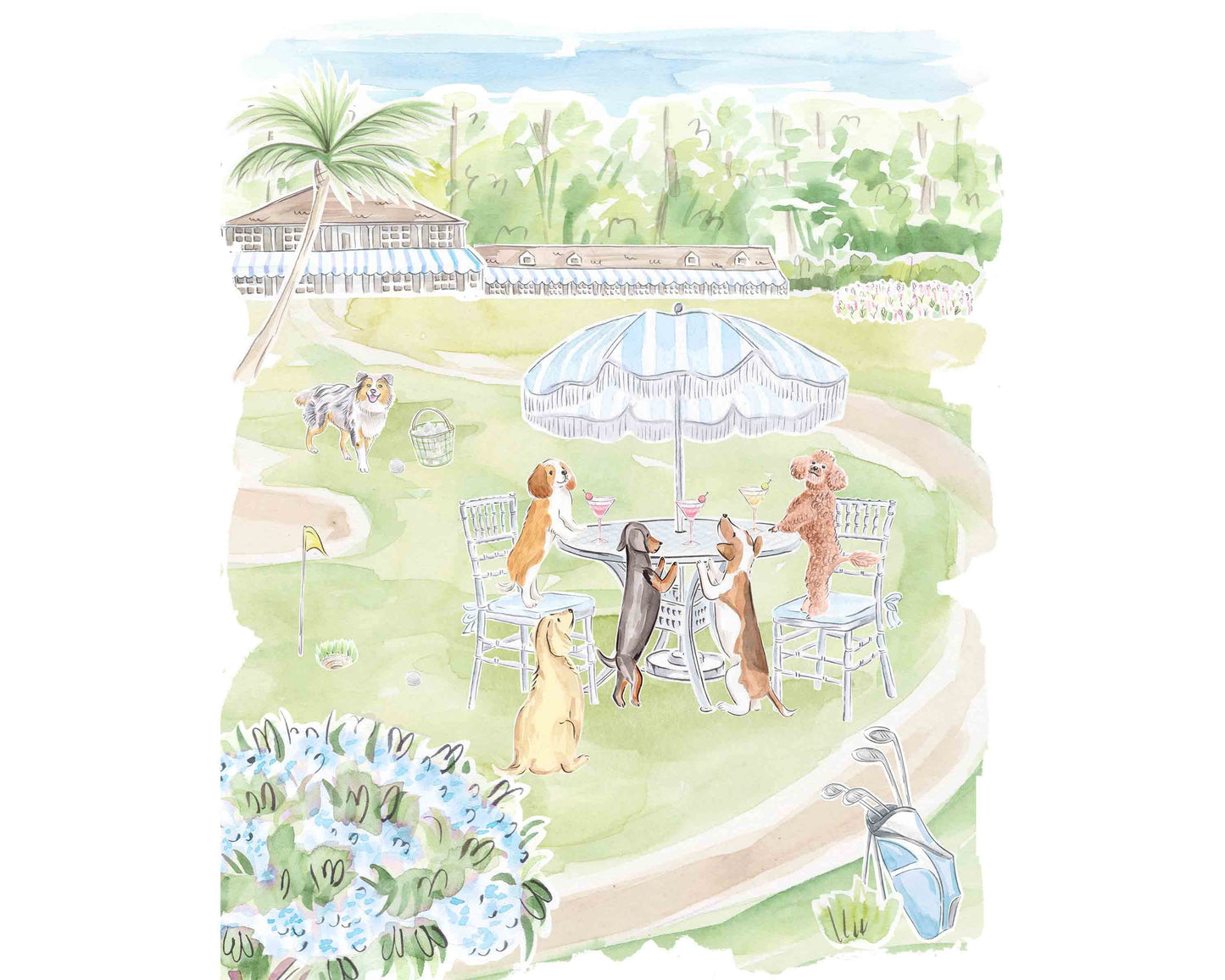 Golfing Dogs Art Print