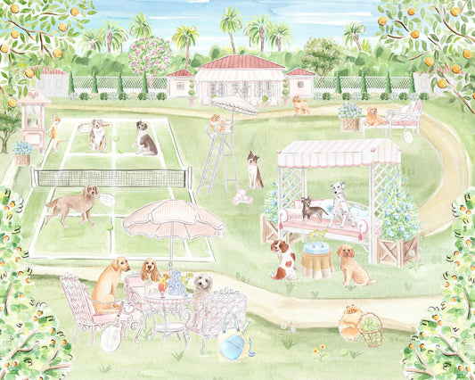 Tennis Dogs Art Print